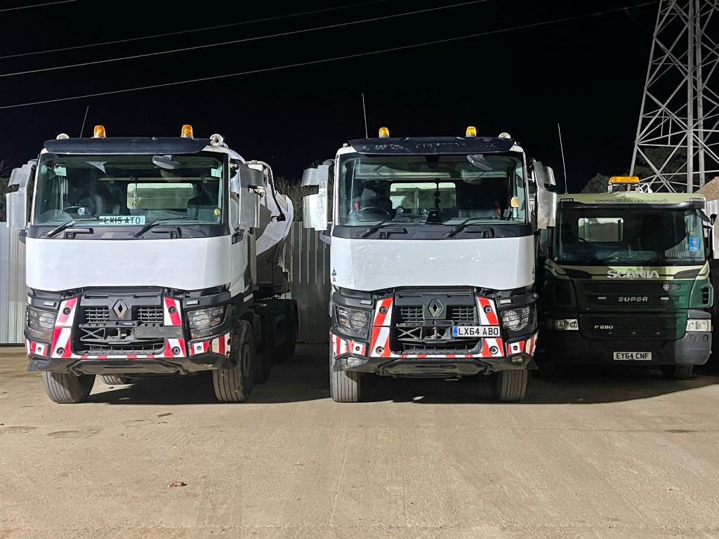 Renault volumetric ready-mixed concrete Mixer Truck Side View Stevenage